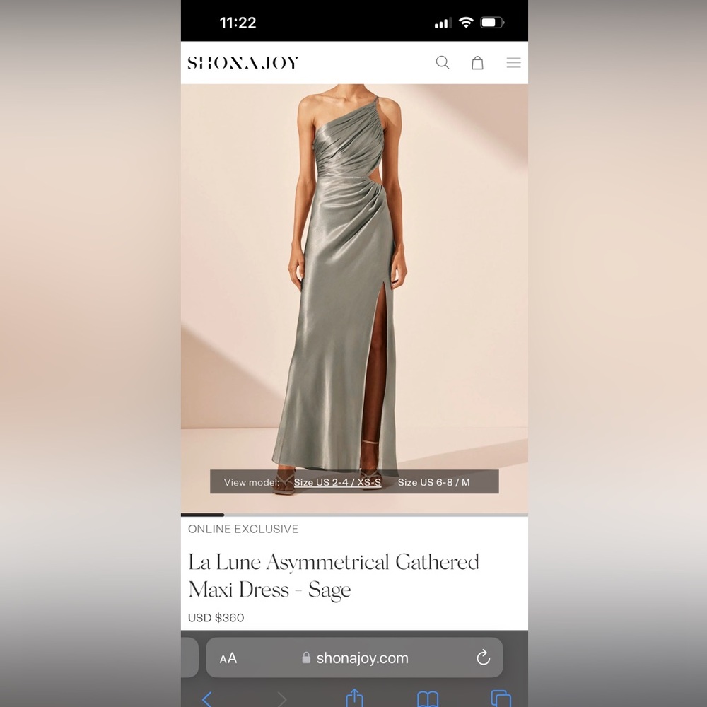 Shona Joy Asymmetric Sage Green Gown